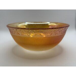 Imperial Glass "Prism & Daisy Band" aka Floral Rib Marigold Carnival Glass 7" Bo
